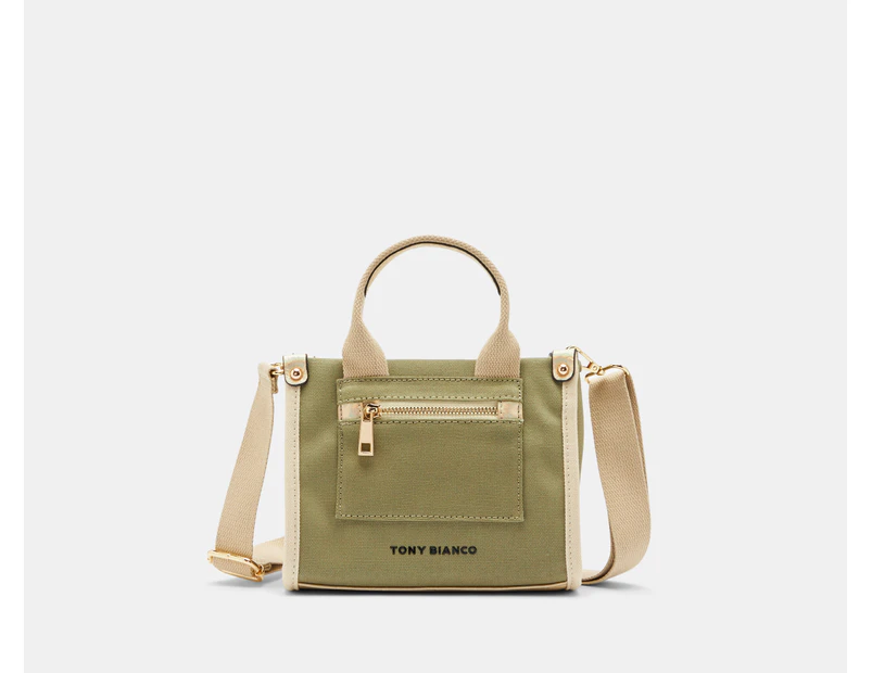 Tony Bianco Zeddie Canvas Mini Tote Bag - Khaki/Coconut