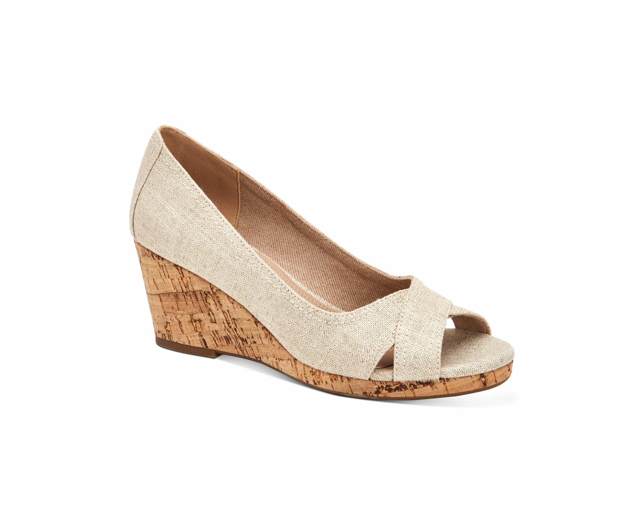 CHARTER CLUB Womens Beige Cork Like Wedge Crisscross Straps Cushioned Toniie Round Toe Wedge Slip On Sandals Shoes 5.5 M