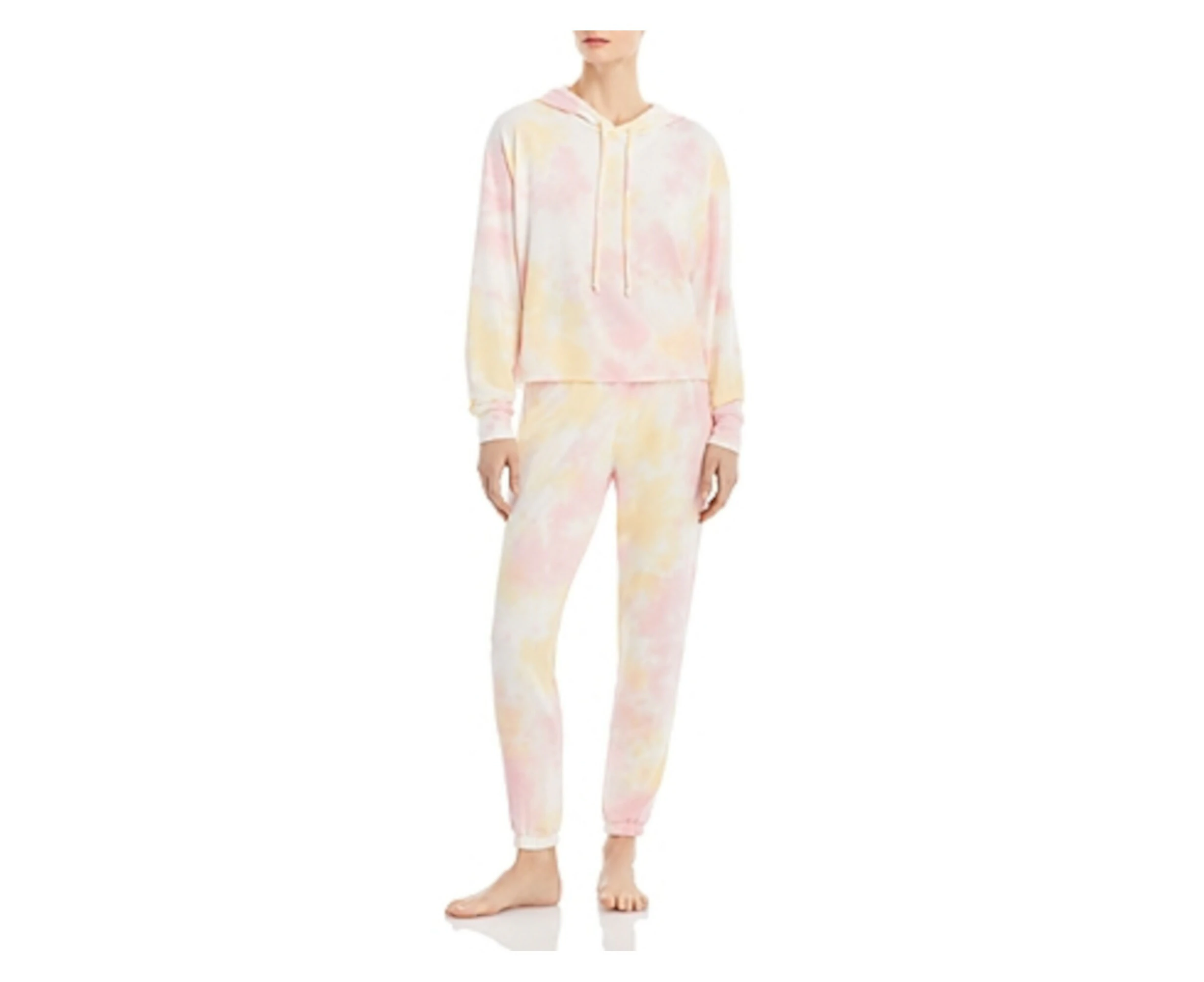 AVA & ESME Womens Pink Stretch Tie Jogger With Hoodie Tie Dye Long Sleeve Lounge Pant Suit L