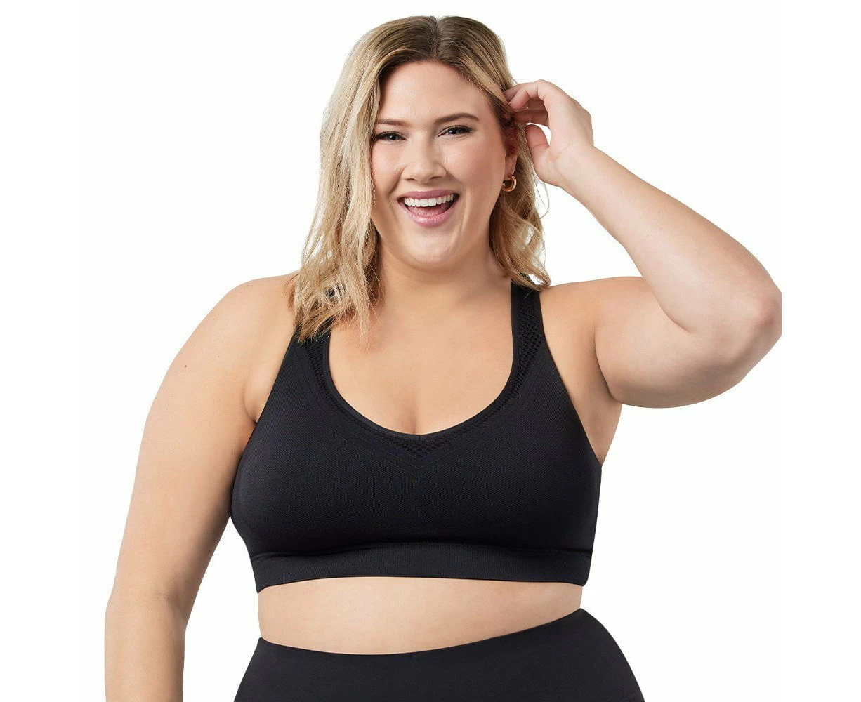 Leading Lady Lea Plus Size Wireless Racerback Sports Bra - White