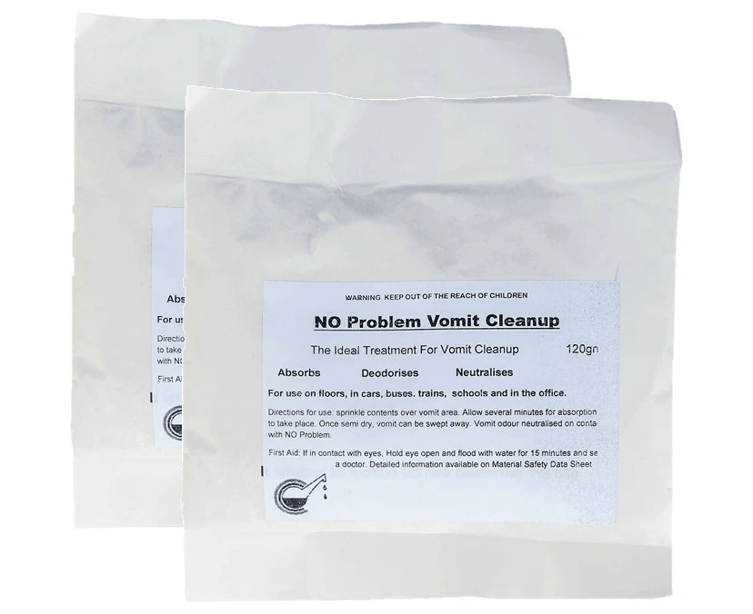 2 Pack Vomit Clean Up 120g Satchel Deoderiser Neutralise