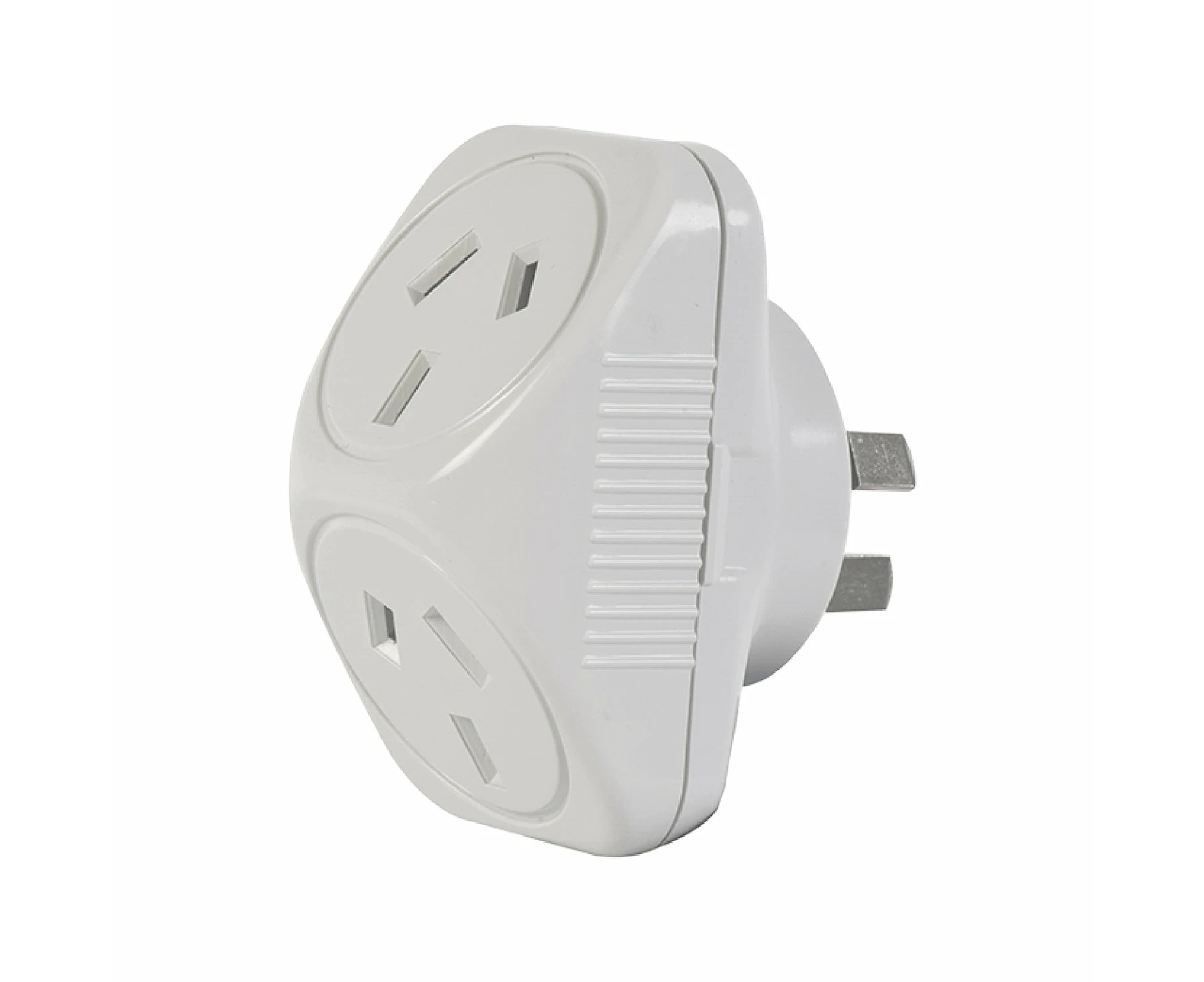 Click White Triangular Double Adaptor