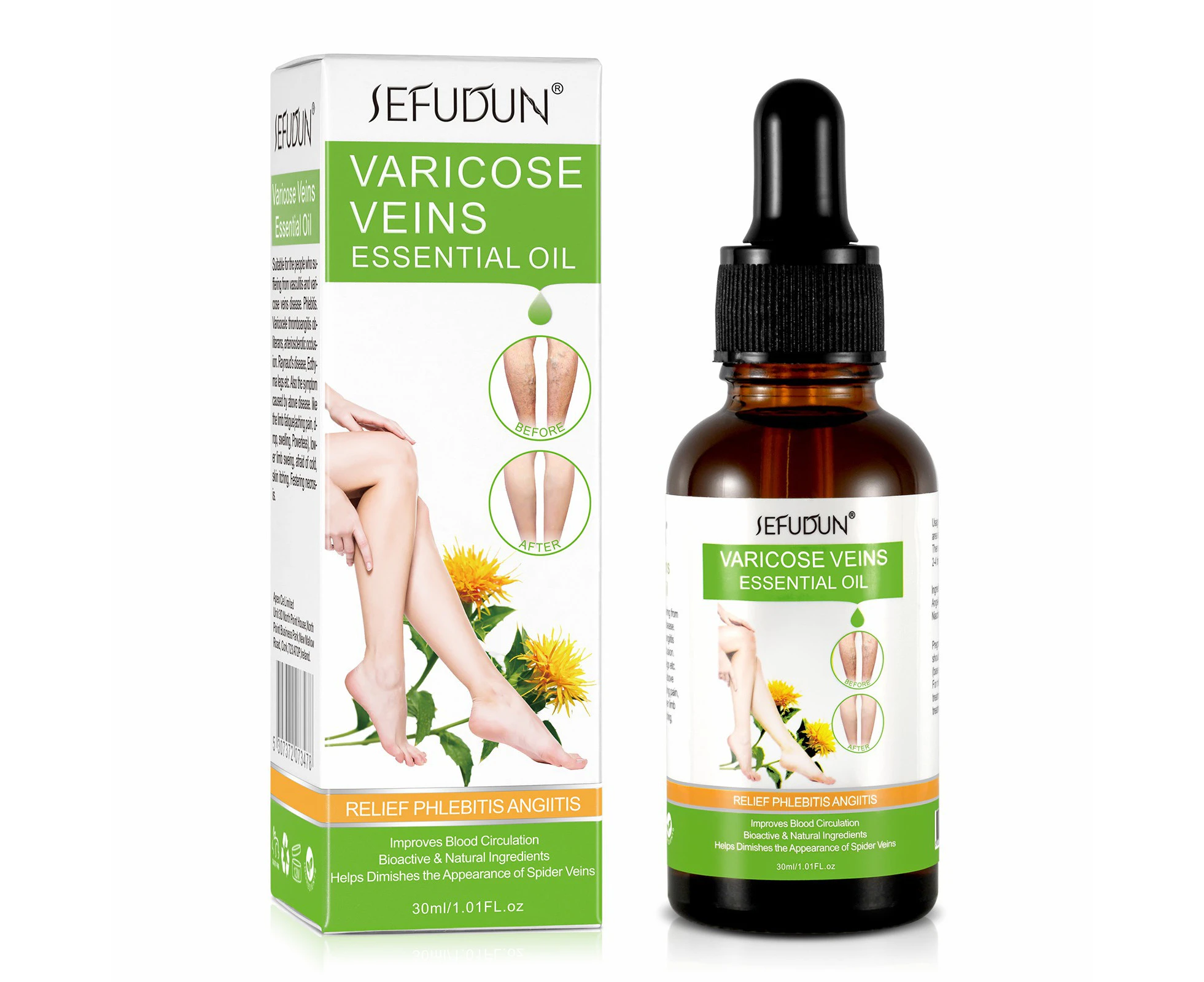 Sefudun Removal Varicose Veins Natural Oil Anti Spider Veins Stretch Marks for Leg Feet