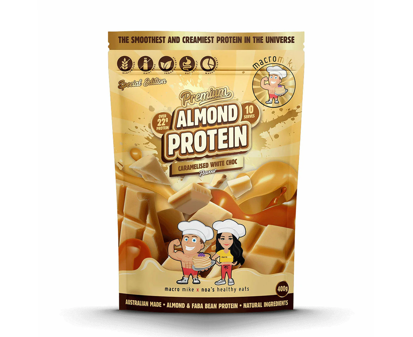 Macro Mike Premium Almond Protein Caramelised White Chocolate