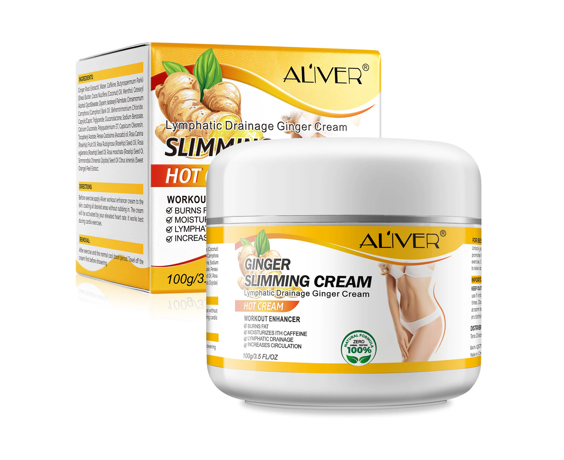 Aliver 100g Ginger Slimming Cream Hot Cream Fat Burner Slimming Body Anti Cellulite Burning Firming Weight Loss