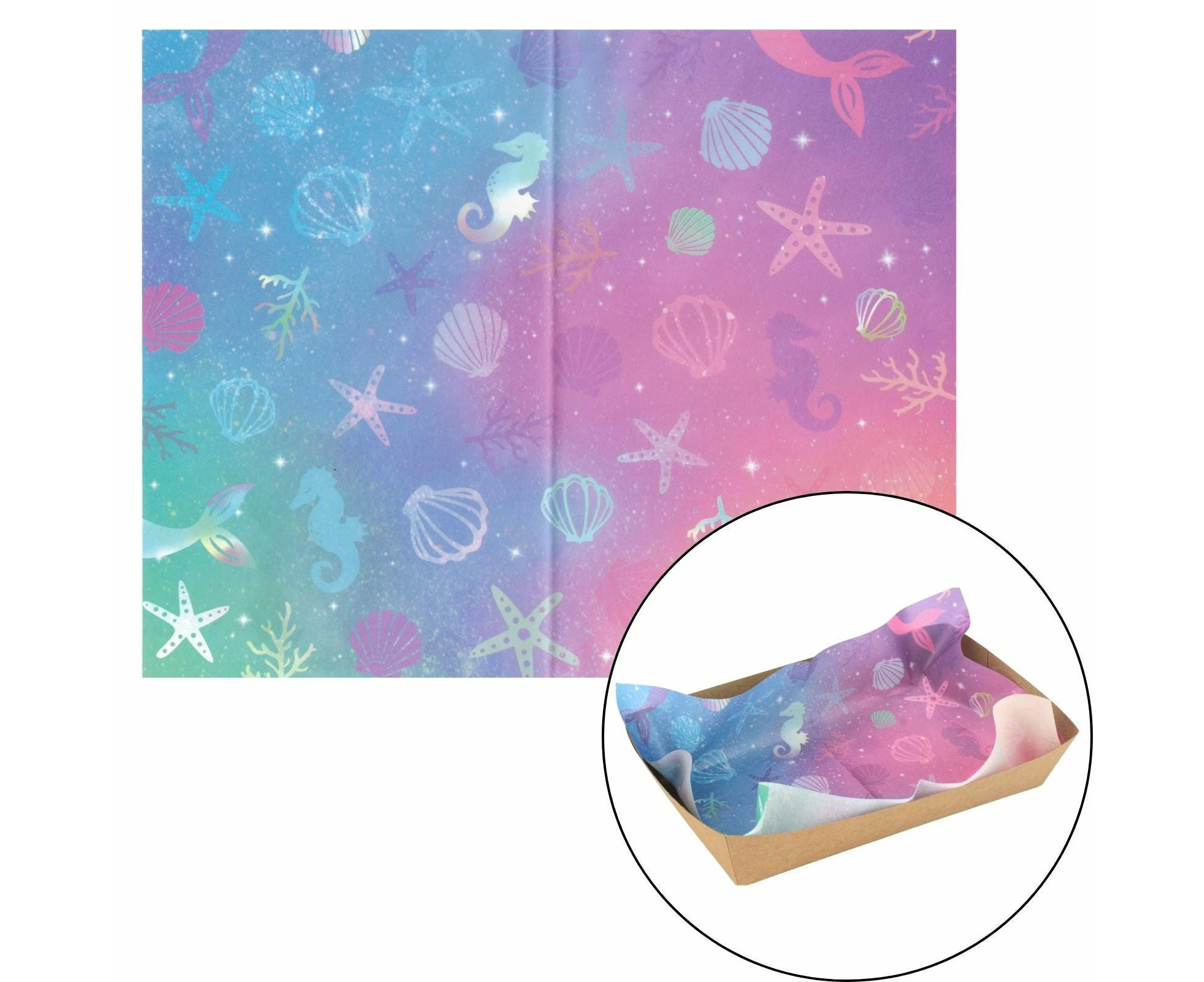 Mermaid Grease Proof Paper Plate / Tray Liners (8 Sheets)