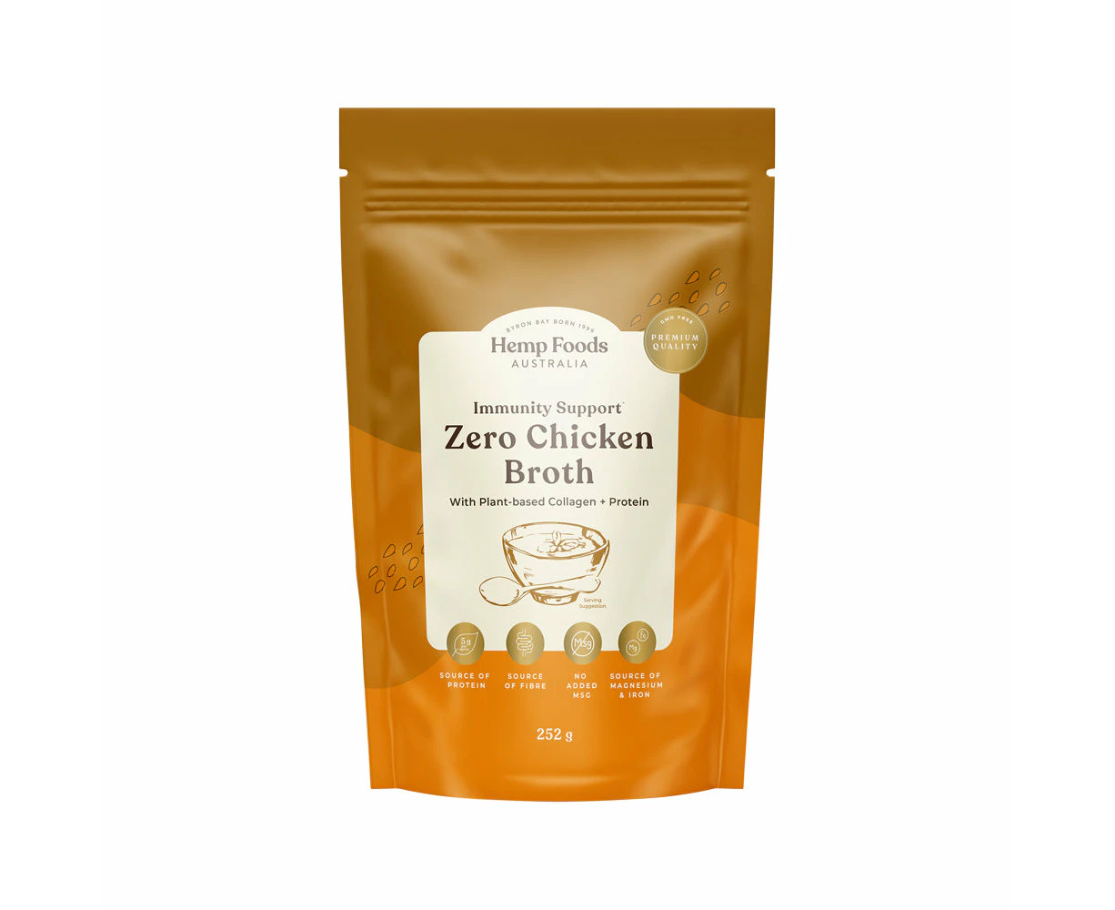 Hemp Foods Australia Broth Zero Chicken (Vegan) Immunity Support With Plant-Based Collagen + Protein 252g