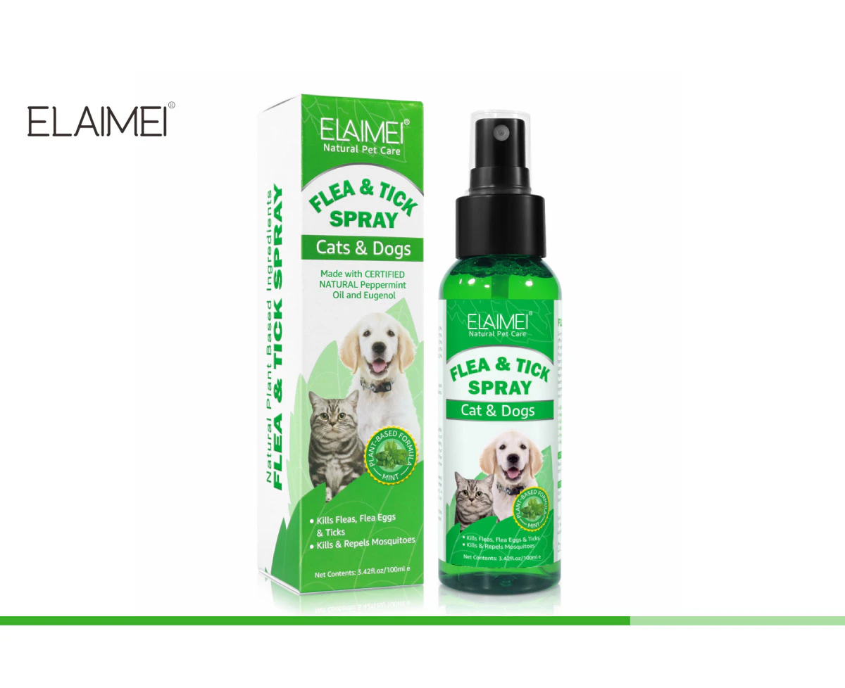 Elaimei Pet Anti Flea Tick Spray for Dogs Cats for Kills & Repels Treatment Remover Killer Control Repels Kill Soothing Relief Mosquitoes Horses