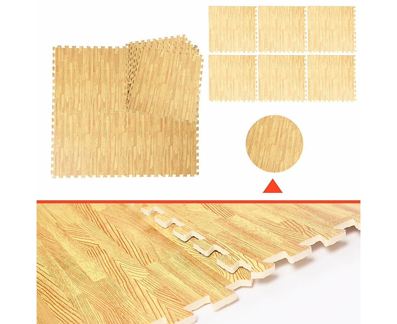 Eva Foam | Gym Flooring Puzzle Mats - Wood Style - 6 Piece