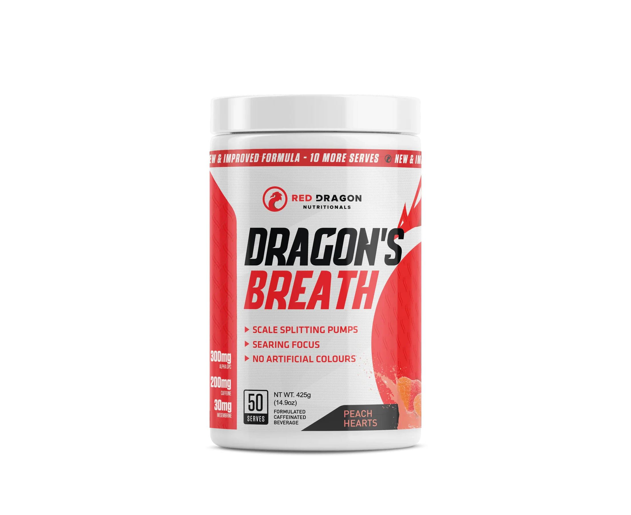 RED DRAGON Dragon's Breath High Stim Pre-Workout | 4 Flavours - Peach Hearts