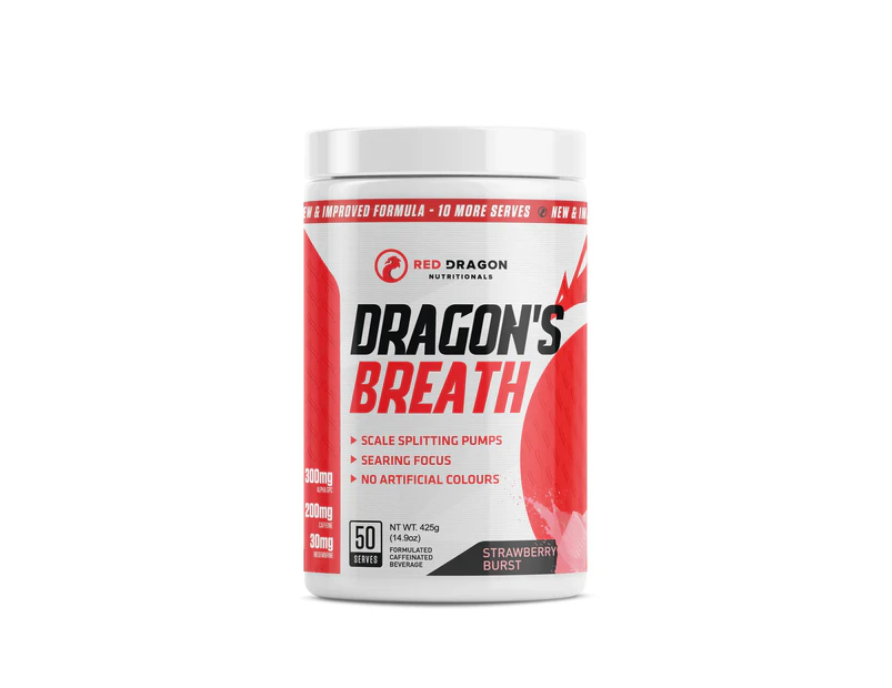 RED DRAGON Dragon's Breath High Stim Pre-Workout | 4 Flavours - Strawberry Burst