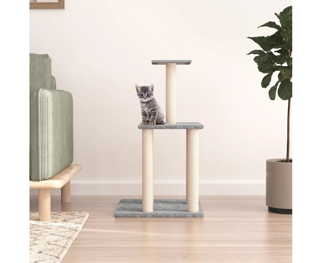 Cat Tree with Sisal Scratching Posts Light Grey 85.5 cm