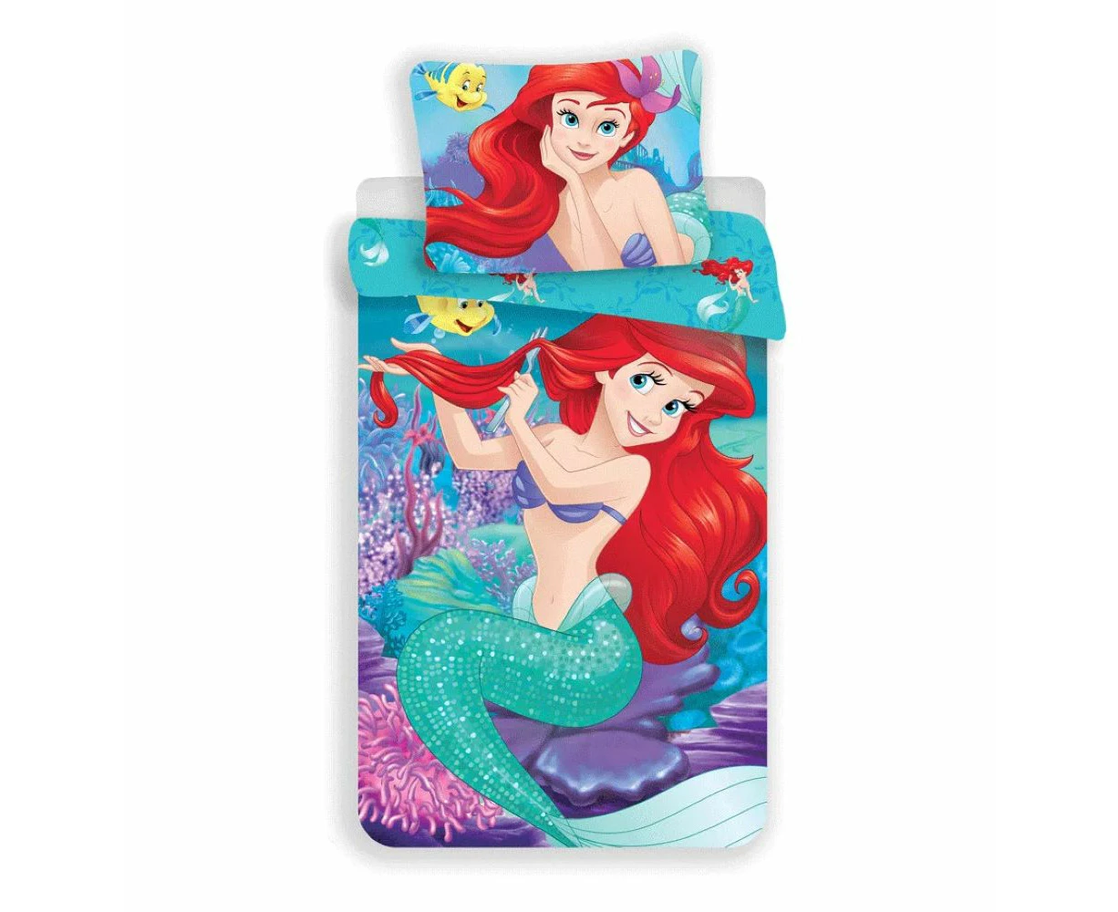 Disney Princess The Little Mermaid Ariel and Friends Cotton Quilt Cover Set - Single Bed