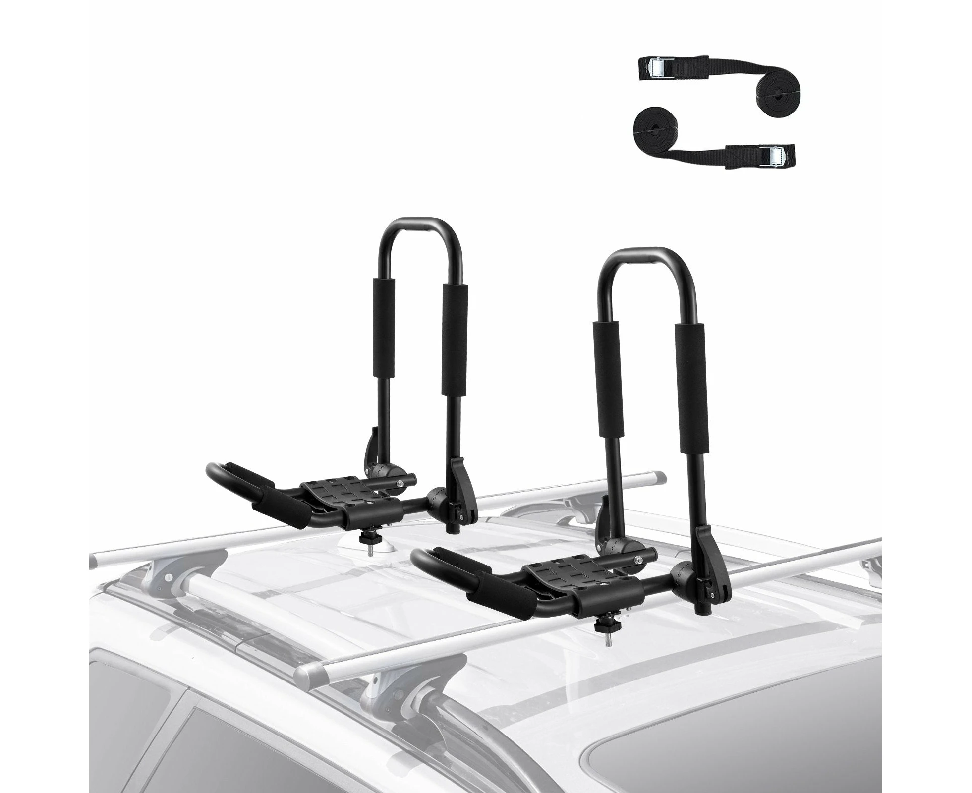 VEVOR Kayak Roof Rack 1 Pair J-Bar, Soft Roof Rack Quick Folding, Top Mount Tie