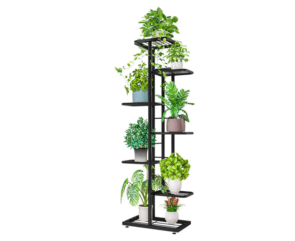 BJWD 7 Tier Metal Plant Stand Flower Garden Display Holder Rack Shelf Indoor Outdoor Dark Grey