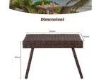 Costway Side Coffee Table Outdoor Furniture Folding Rattan Table Indoor Garden Patio Poolside