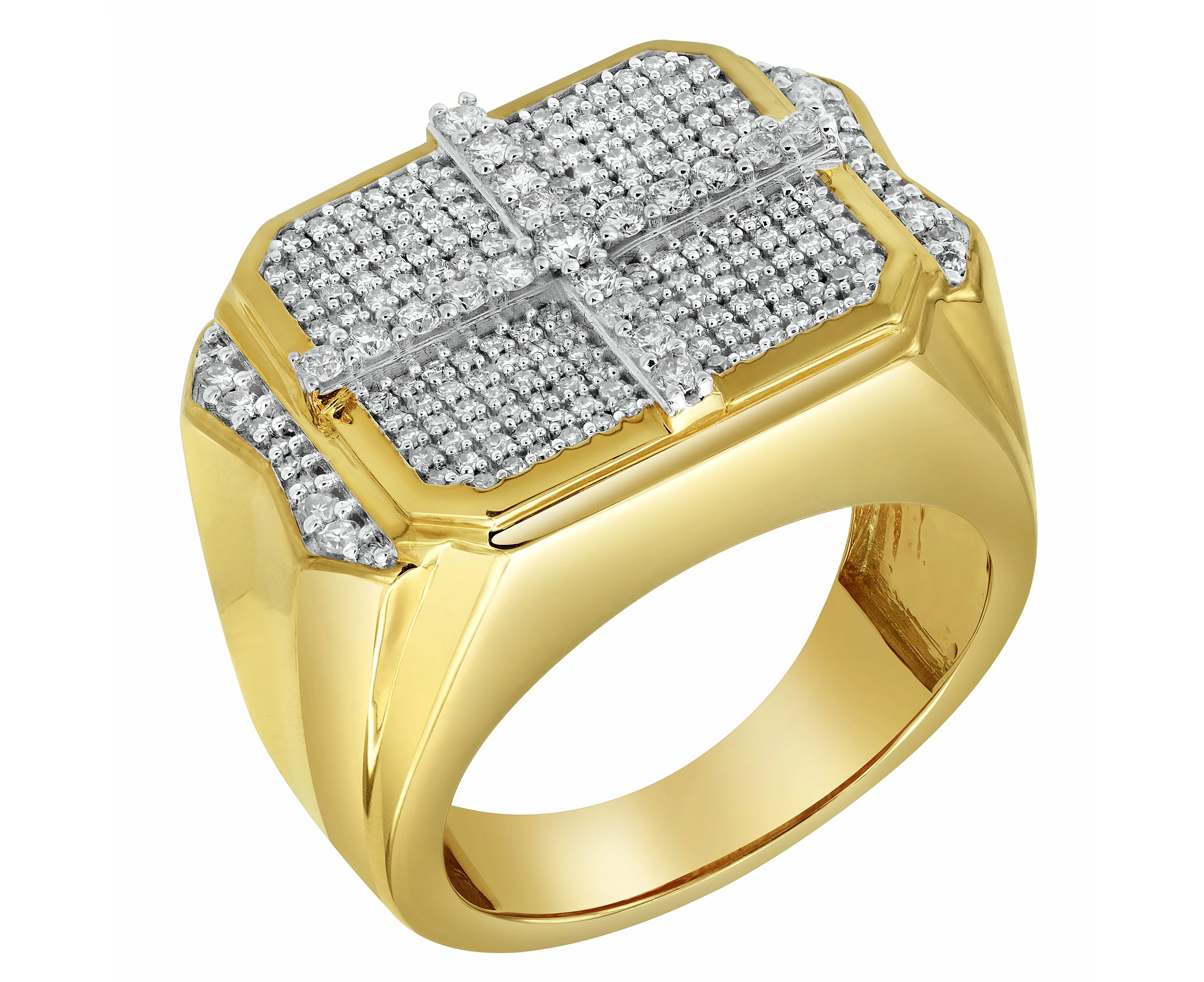 LuvMyJewelry Iced Oriel 14K Yellow Gold Diamond Men Statement Ring - 1.02ct.