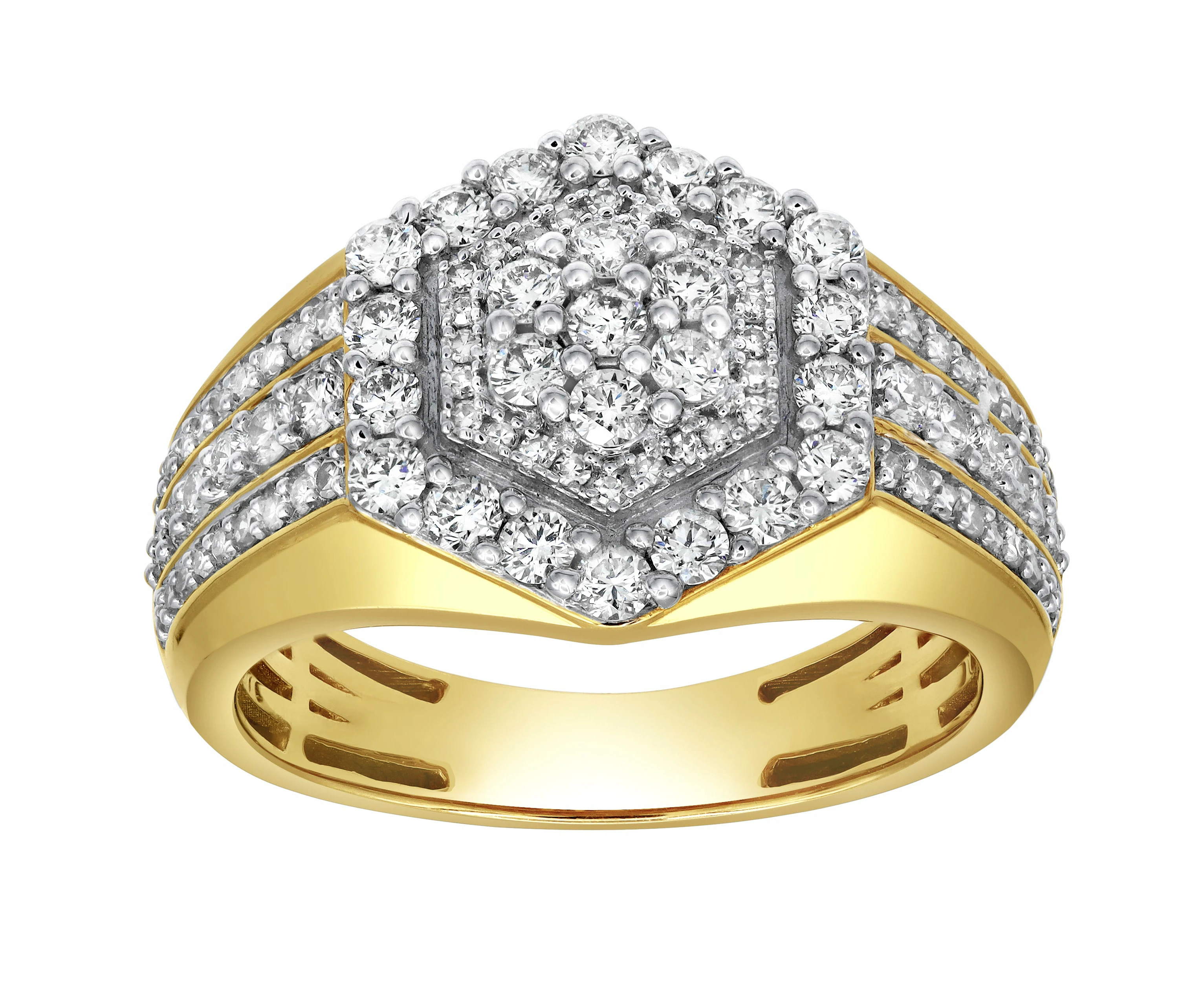 LuvMyJewelry World Champ 14K Yellow Gold Diamond Men Statement Ring - 1.45ct.