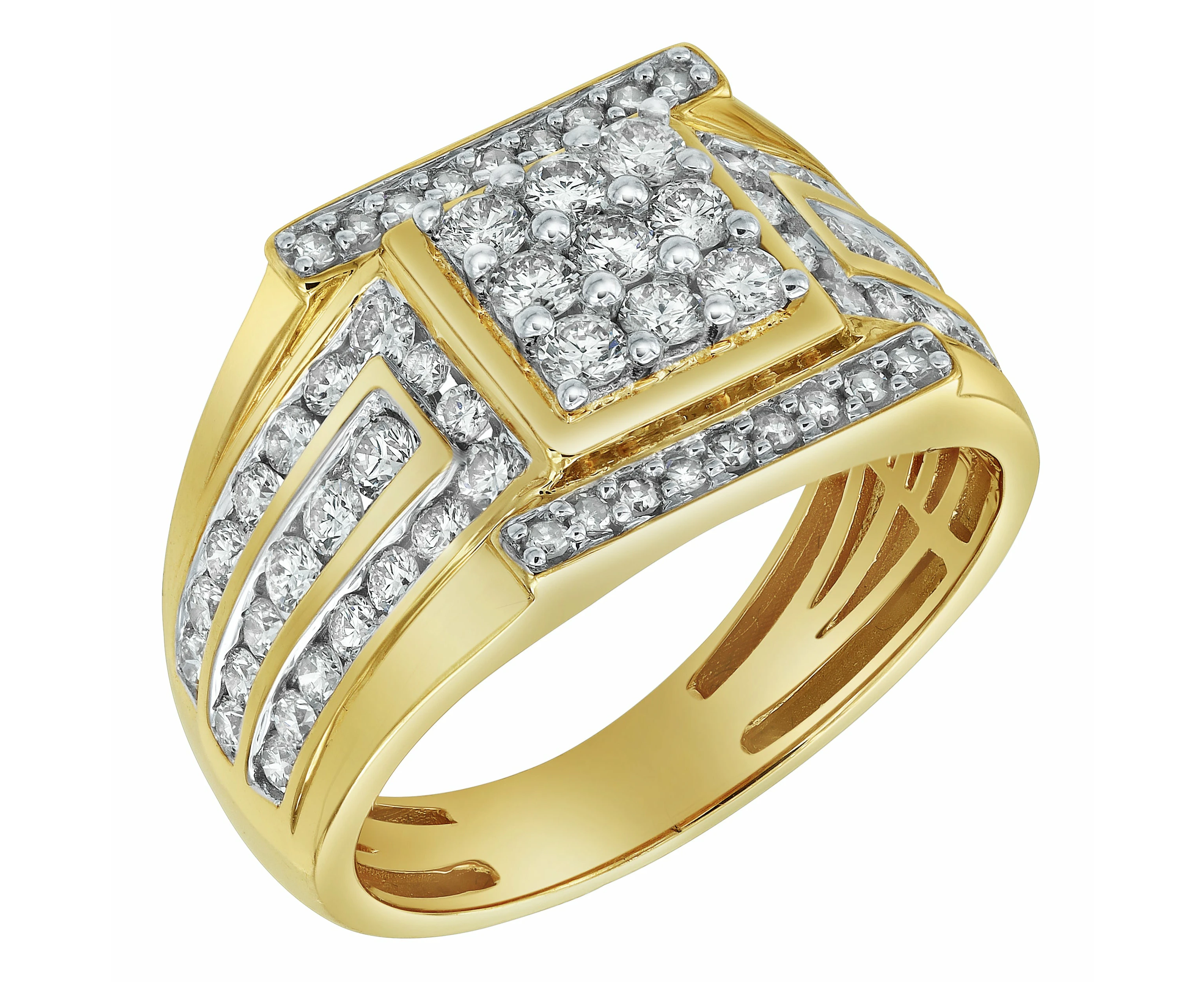 LuvMyJewelry Iced Hammer 14K Yellow Gold Diamond Men Statement Ring - 1.55ct.