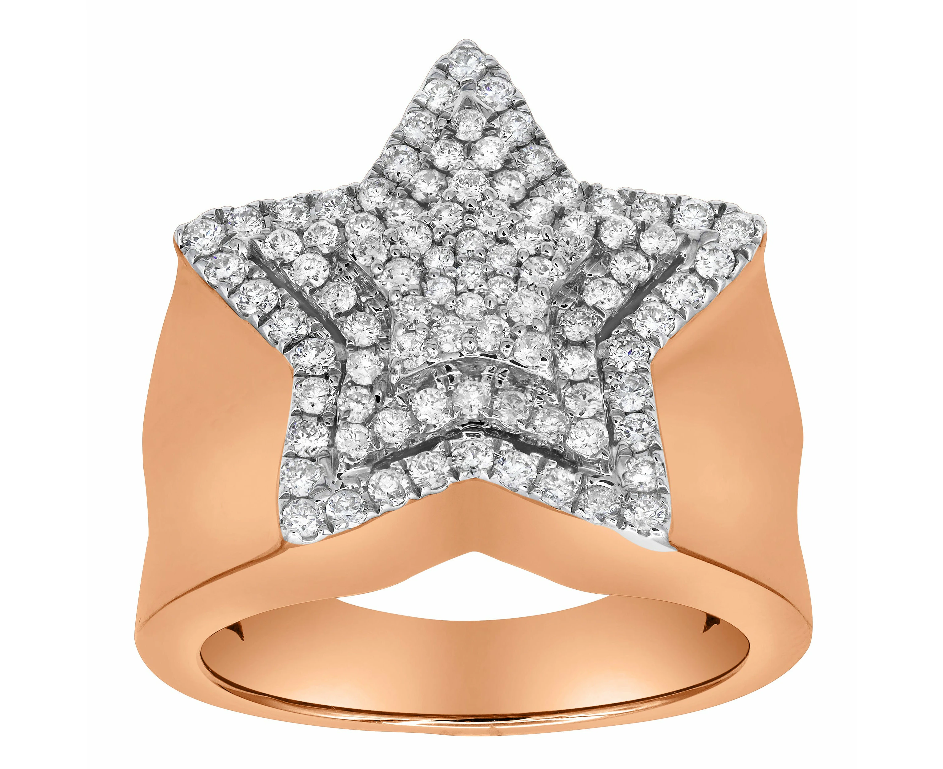 LuvMyJewelry SuperStar 14K Rose Gold Diamond Men Statement Ring - 0.97ct.