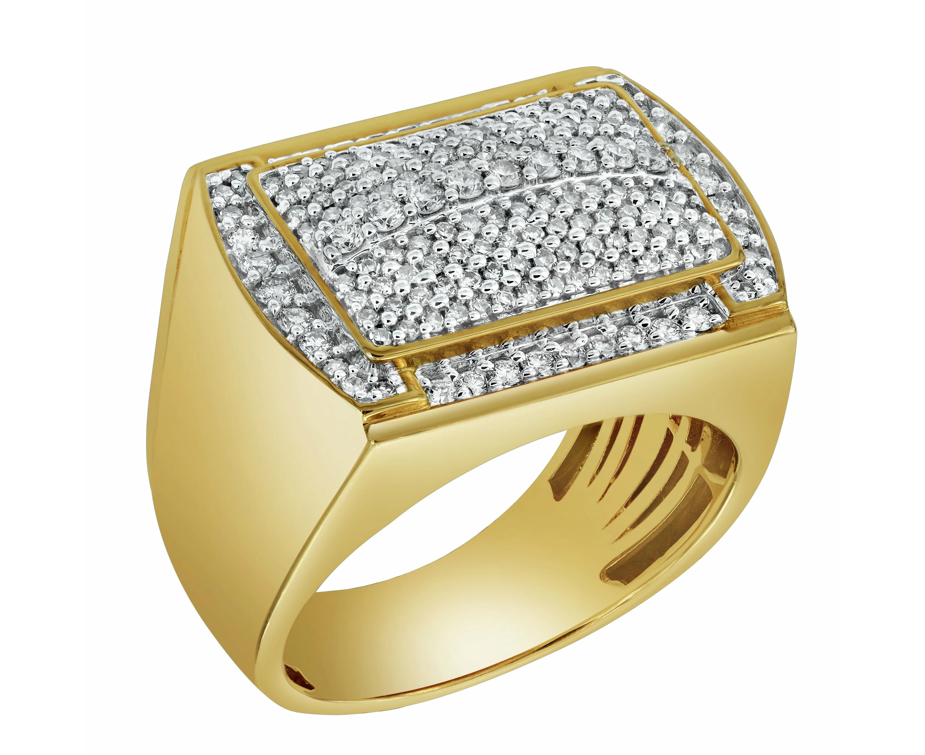 LuvMyJewelry Hip Hop Headlight 14K Yellow Gold Diamond Men Statement Ring - 3.24ct.