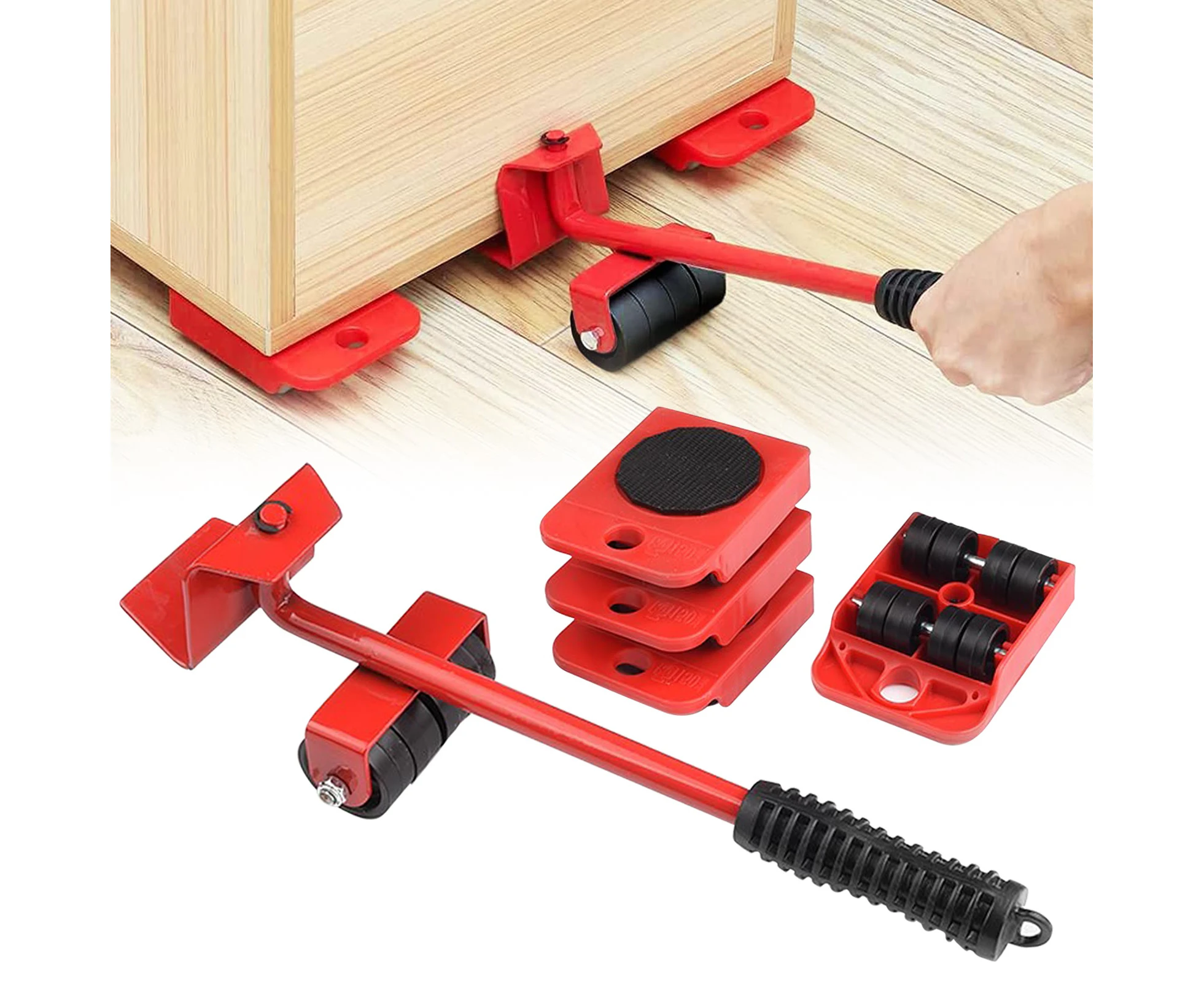 5PCS Furniture Sliders Lifter Heavy Roller Move Tool Set Moving Wheel Mover Kit