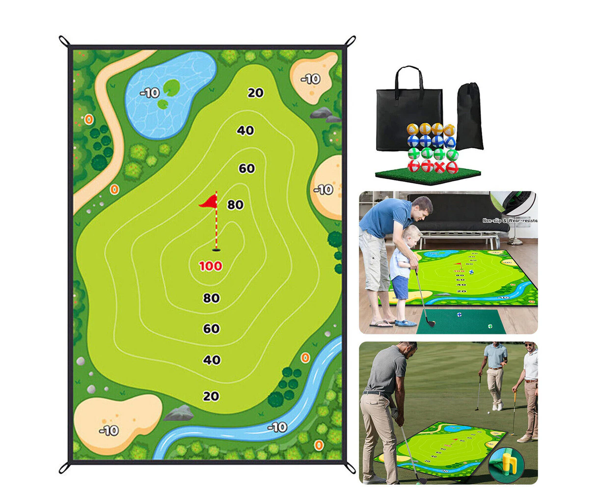 1set Chip Stick Golf Game Mat with 16 Grip Golf Ball and Chipping Mat Party Royale Golf Game Set 180*120cm