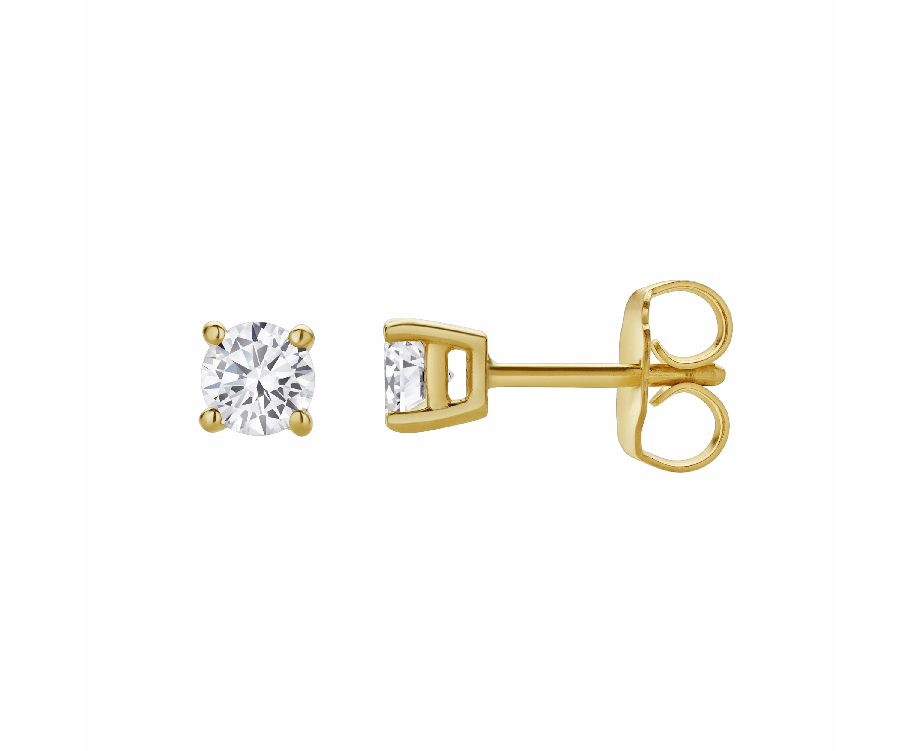 LuvMyJewelry Valeria 14K Gold Lab Grown Round Solitaire Diamond Earrings - 0.35 Ct