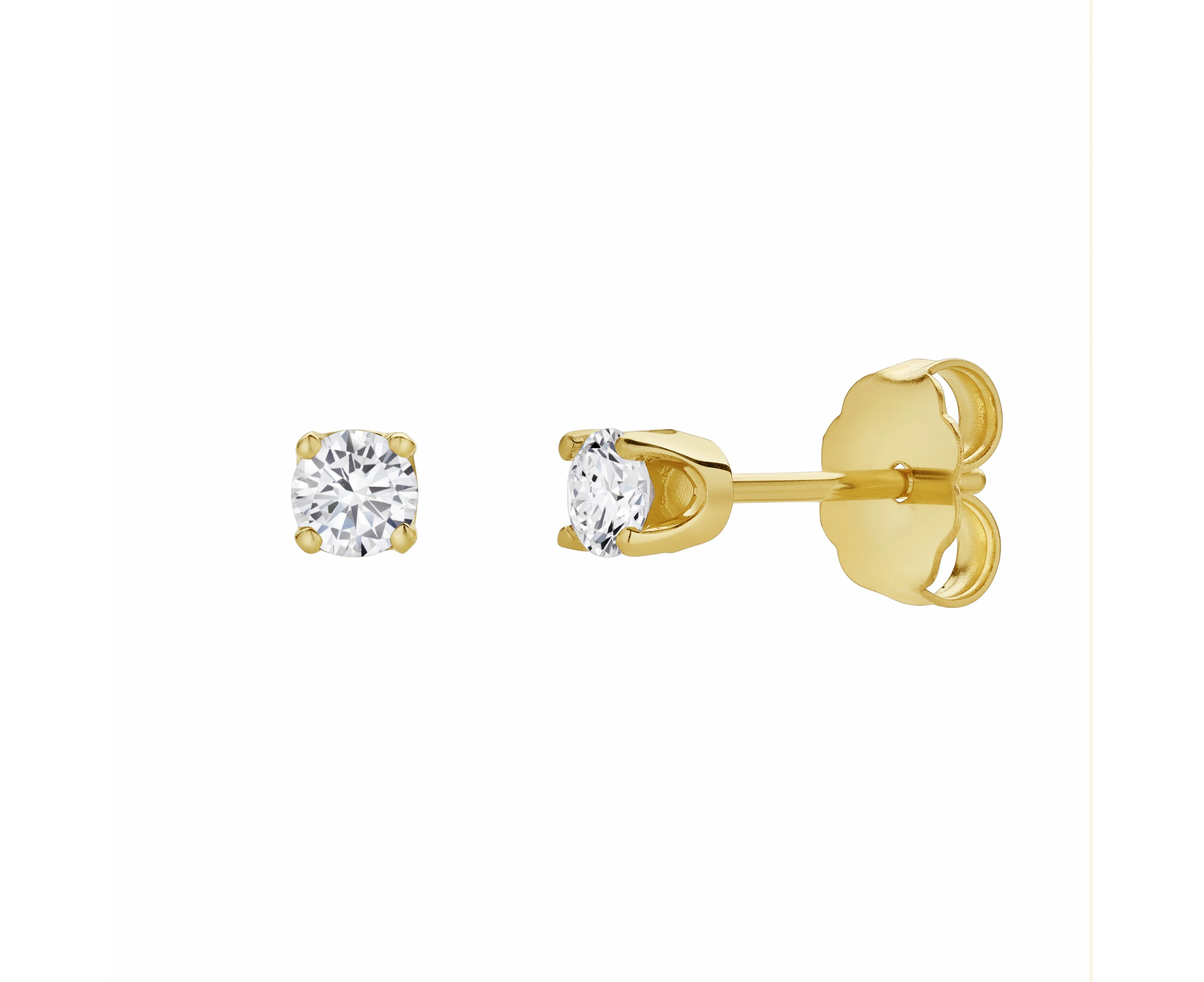 LuvMyJewelry Seraph 14K Gold Lab Grown Round Solitaire Diamond Earrings - 0.35 Ct