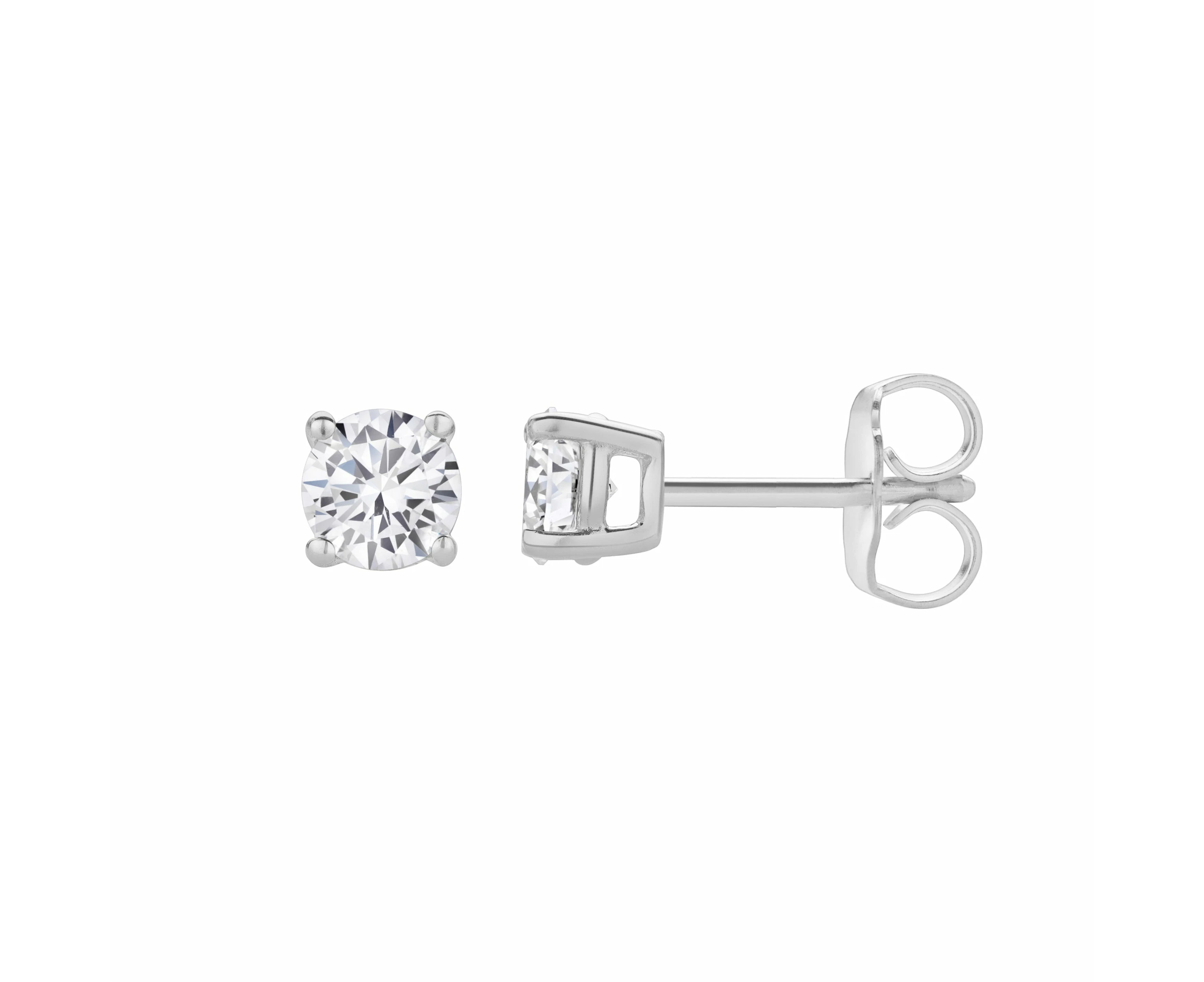 LuvMyJewelry Valeria 14K Gold Lab Grown Round Solitaire Diamond Earrings - 0.5 Ct