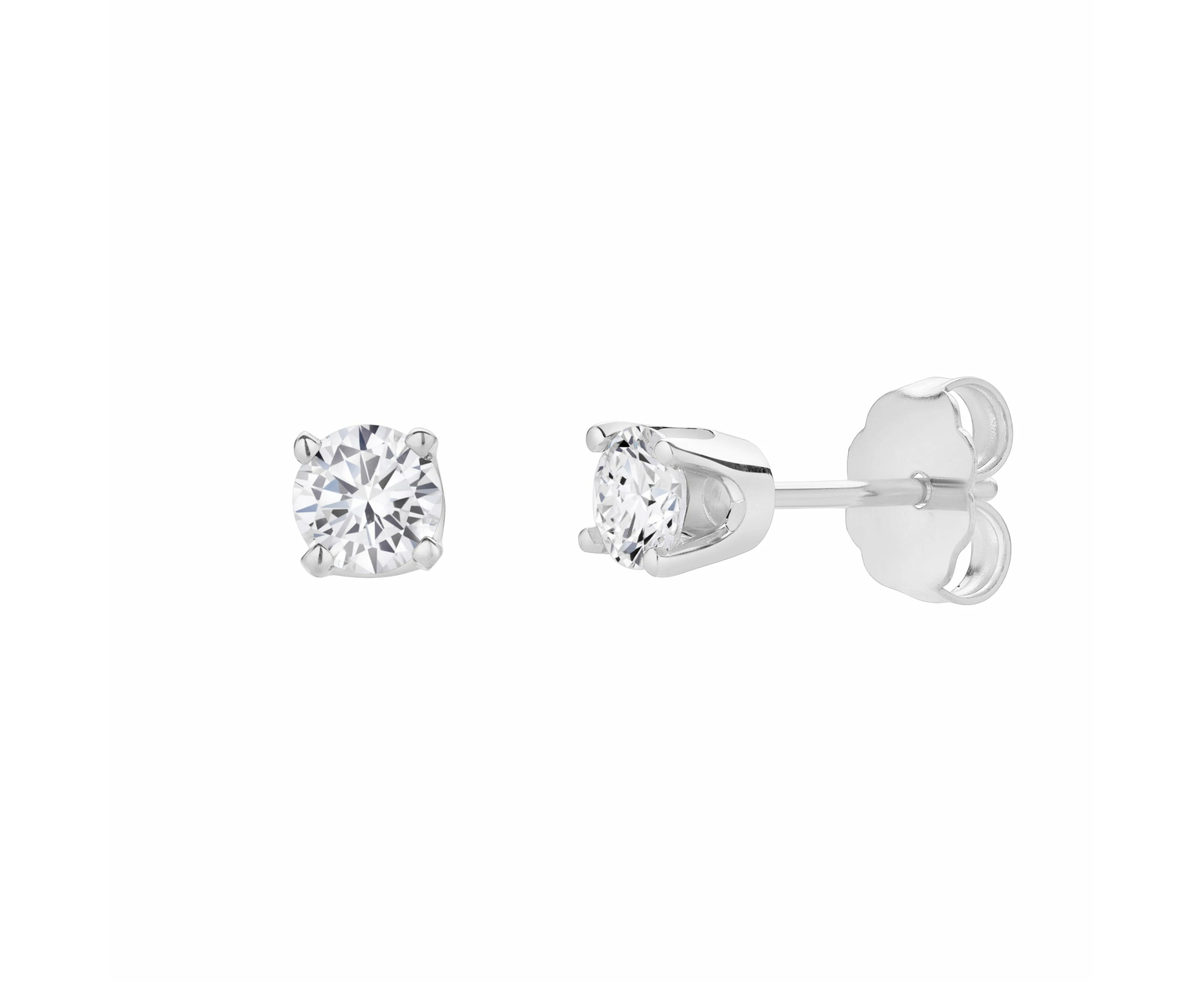 LuvMyJewelry Seraph 14K Gold Lab Grown Round Solitaire Diamond Earrings - 0.5 Ct