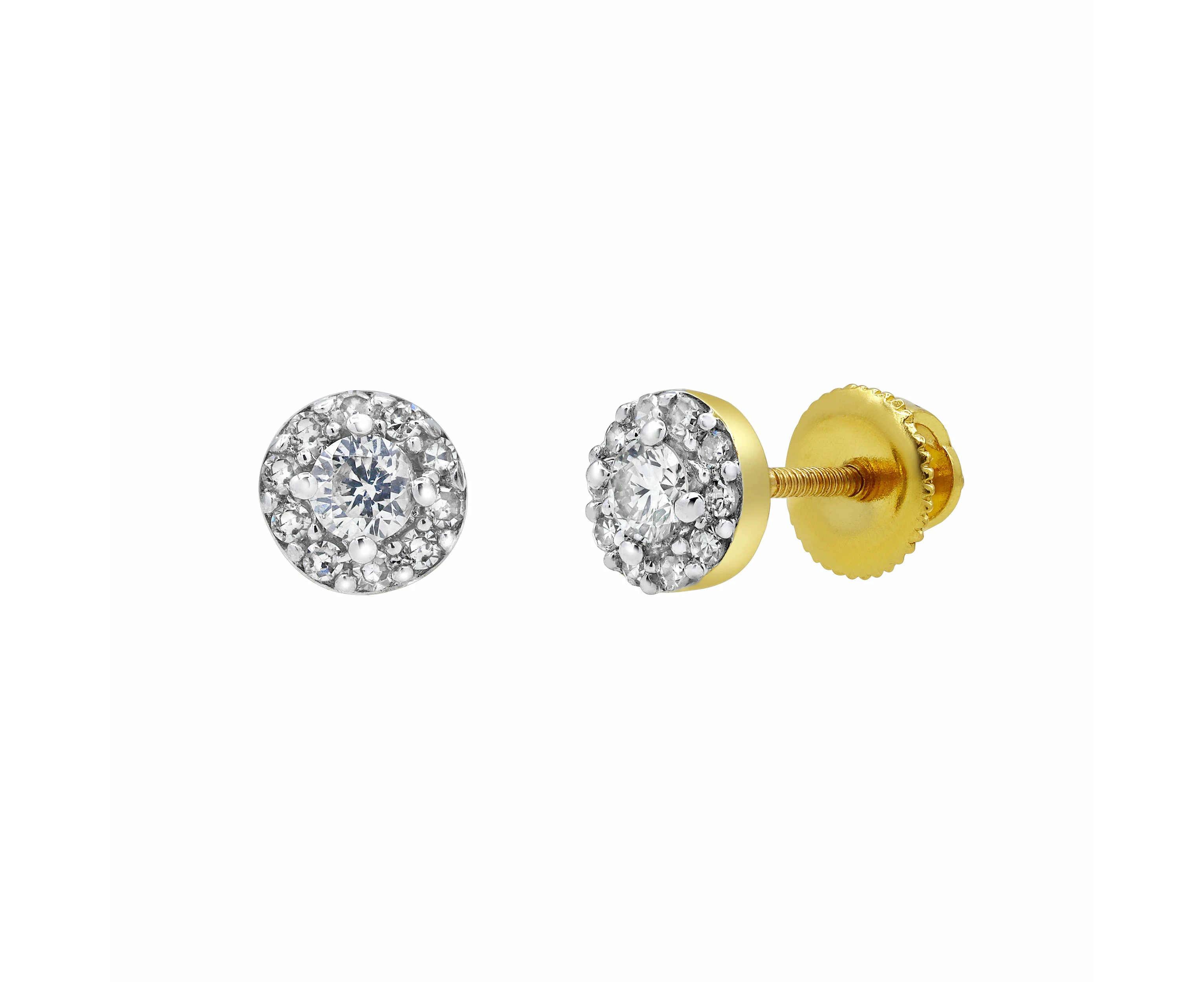 LuvMyJewelry Flow Flare 14K Gold Diamond Stud Earrings - 0.26ct.