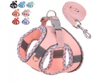 Step in Dog Harness and Leash Set - Summer No Pull Escape Proof Vest Harnesses with Soft Mesh and Reflective Bands, Adjustable Pet Outdoor Harnesses L Pink