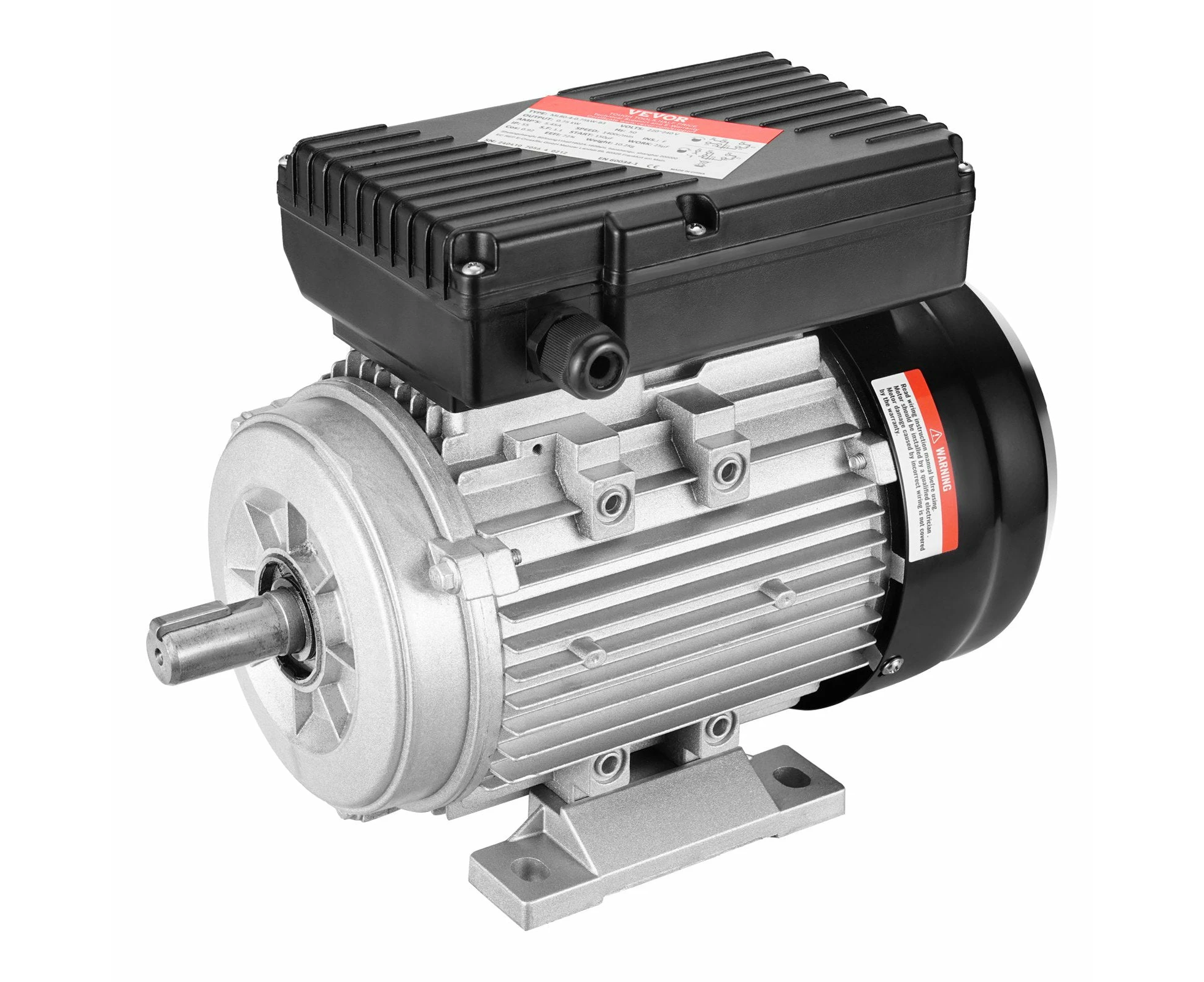 VEVOR 0.75KW Electric Motor 1400 rpm, AC 220~240V 5.45A, 80, B3 Frame, Air Compressor