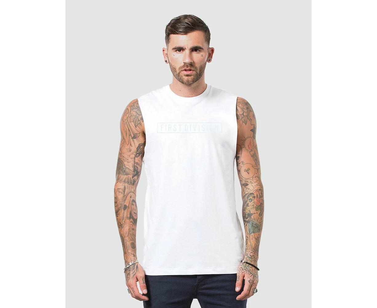 First Division Mens Sports Fashion Podium Mono Tank - White