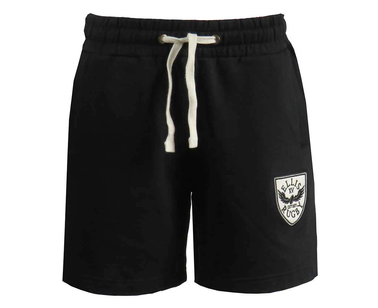 Ellis Rugby Sweat Shorts with Draw Cord and Side Pockets - Black