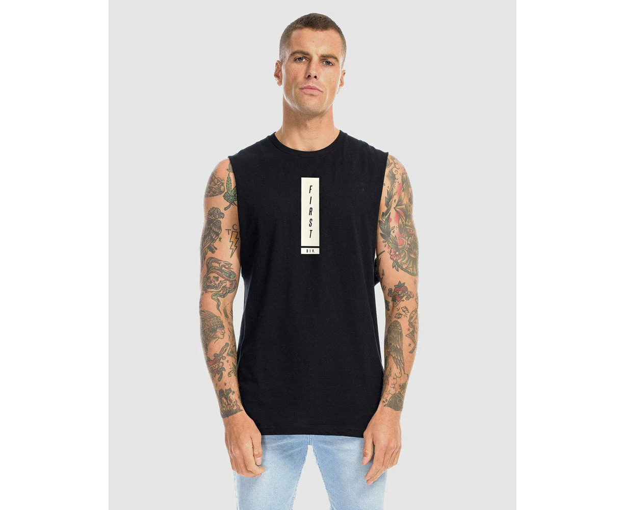 First Division Mens Sports Fashion Midfield Tank - Black