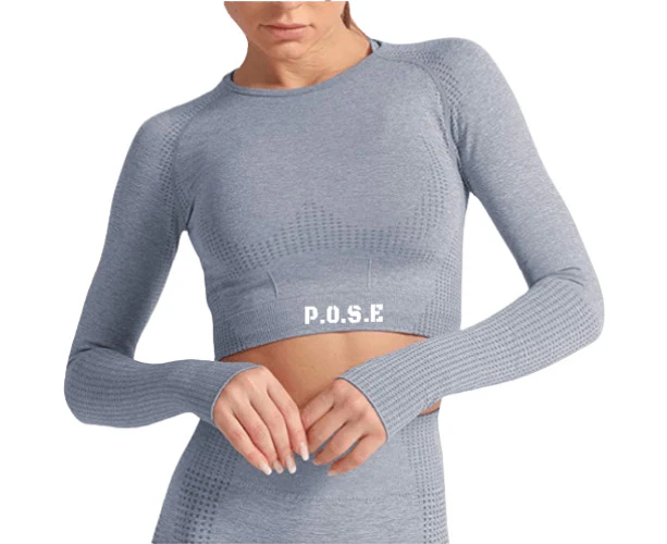 P.O.S.E Emanate Seamless long Sleeve Gym Sports Crop Top