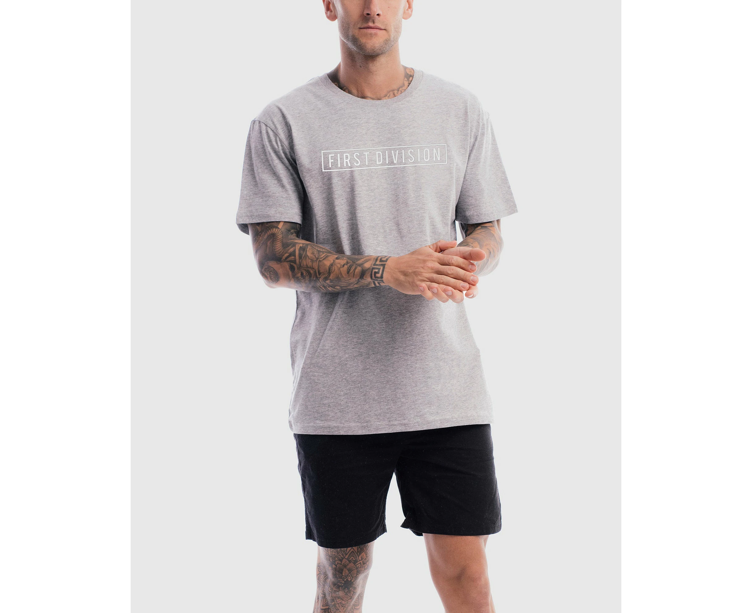 First Division Mens Sports Fashion Podium Mono Tee - Marle Grey