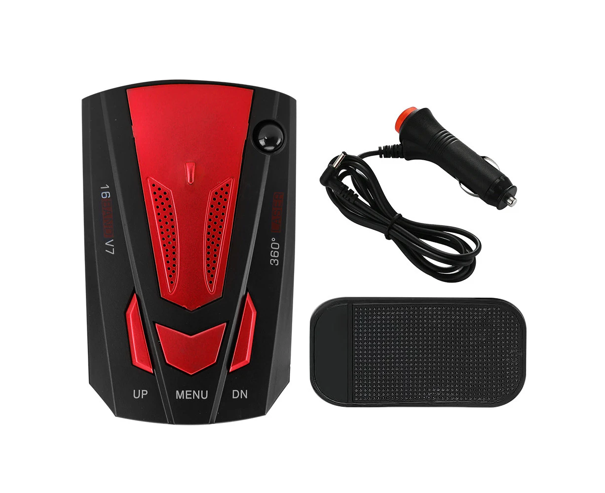 V7 Car GPS Speed Radar Detectors 360° Laser Voice Camera Alert Warning Speedometer Safe Red