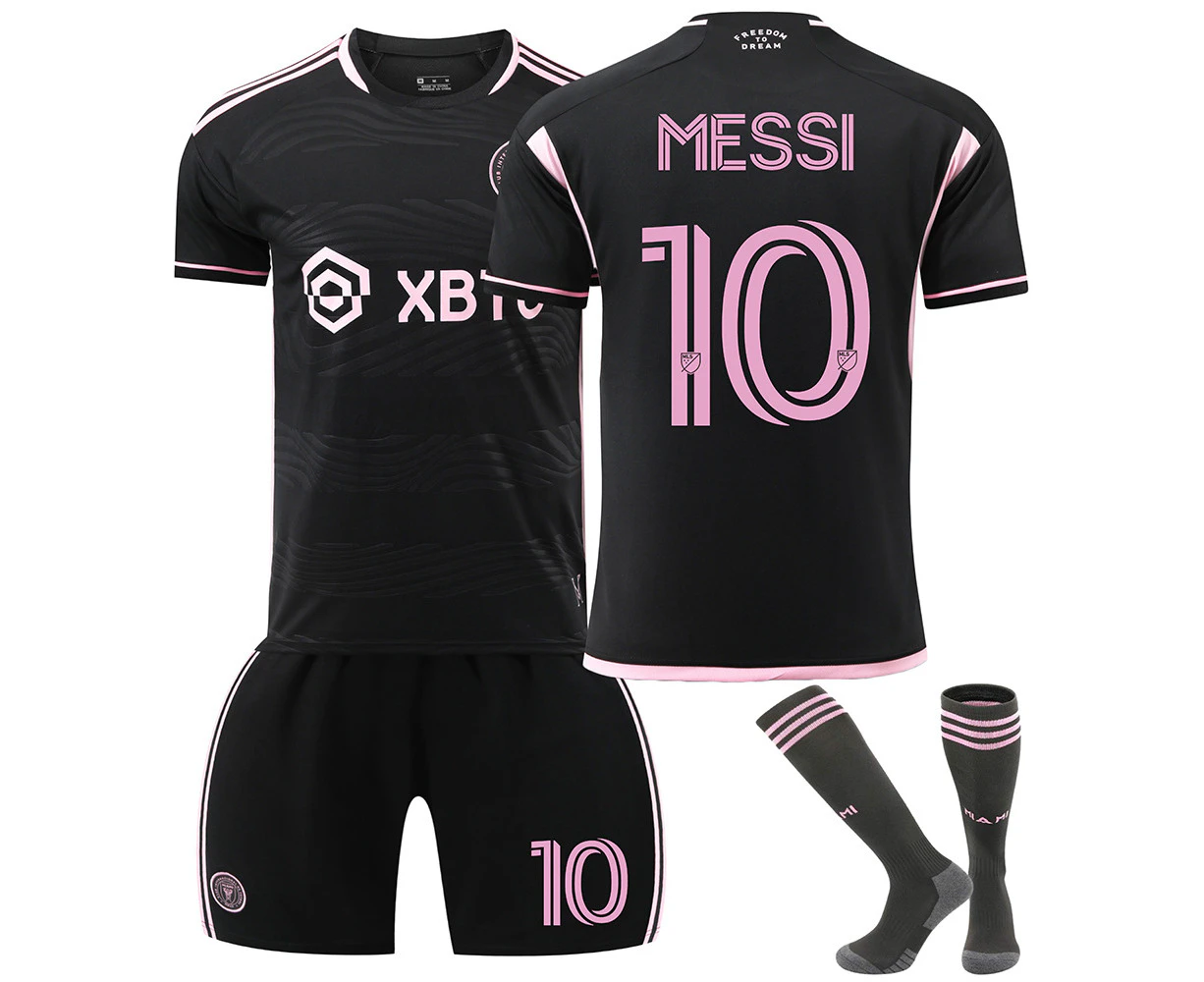 Breathable Mens Kids 2324 Inter-miami Away Football Jerseys Shirt Shorts Set With Socks Messi 10