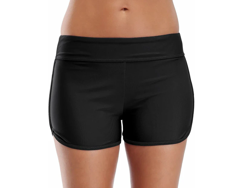 Womens Swim Boardshorts Swimming Shorts-Black1