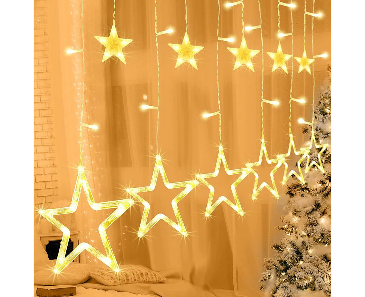 Christmas Fairy Lights Stars 138 Leds 8 Modes Light Curtain Indoor/Outdoor Ip65 Waterproof Christmas Lighting Star Curtain For Christmas Wedding Parties Ch