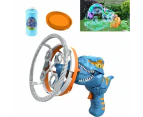 Electric Children Fan Dinosaur Bubble Machine,Fun Big Bubble Wand Outdoor Toys - Blue