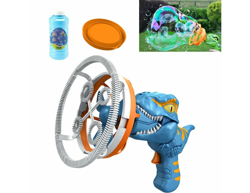 Electric Children Fan Dinosaur Bubble Machine,Fun Big Bubble Wand Outdoor Toys - Blue