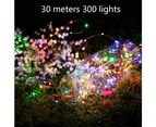 Solar String Lights Outdoor,Copper Wire Solar Twinkle Lights For Garden Tree Yard Party Xmas Decor,Colourful,30 Meters 300 Lights