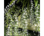 2 Pack Of 200 Led Solar Waterfall Lights, 8 Modes, Fairy Lights For Indoor And Outdoor Decor,White, Copper Wire