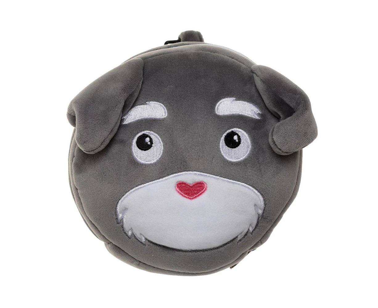 Relaxeazzz 15cm Schnauzer Travel Pillow w/Eye Mask 6y+ Kids Cushion Plush