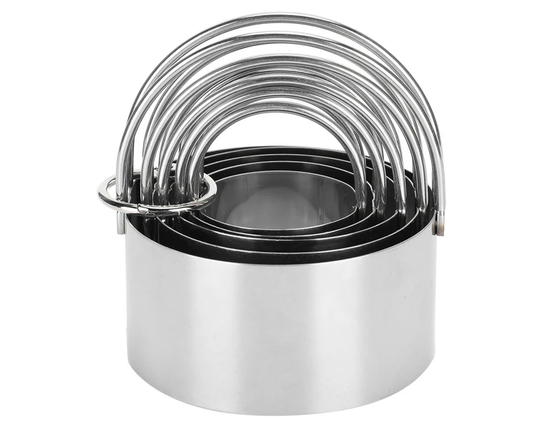 5Pcs Stainless Steel Round Cookie Cutter Set with Handle for Baking Tools