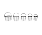 5Pcs Stainless Steel Round Cookie Cutter Set with Handle for Baking Tools